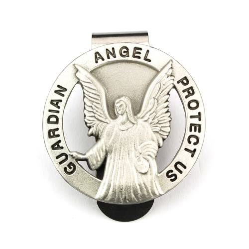 Pewter GUARDIAN ANGEL Auto Visor Clip 2.5" Tall 