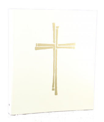 Ceremonial Binder Gold Foil Cross Ivory Three Ring