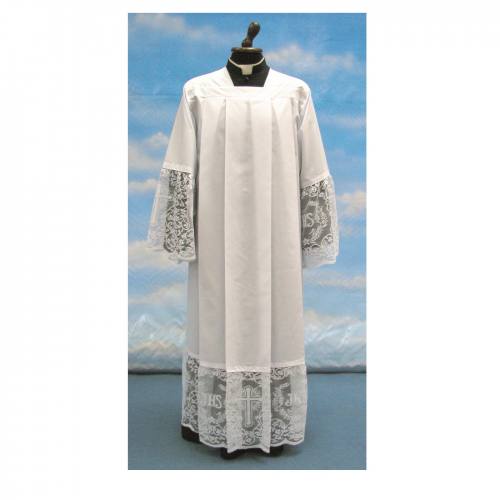 Alb Adult Traditional Pleated Lace Cross Poly/Cotton Blend