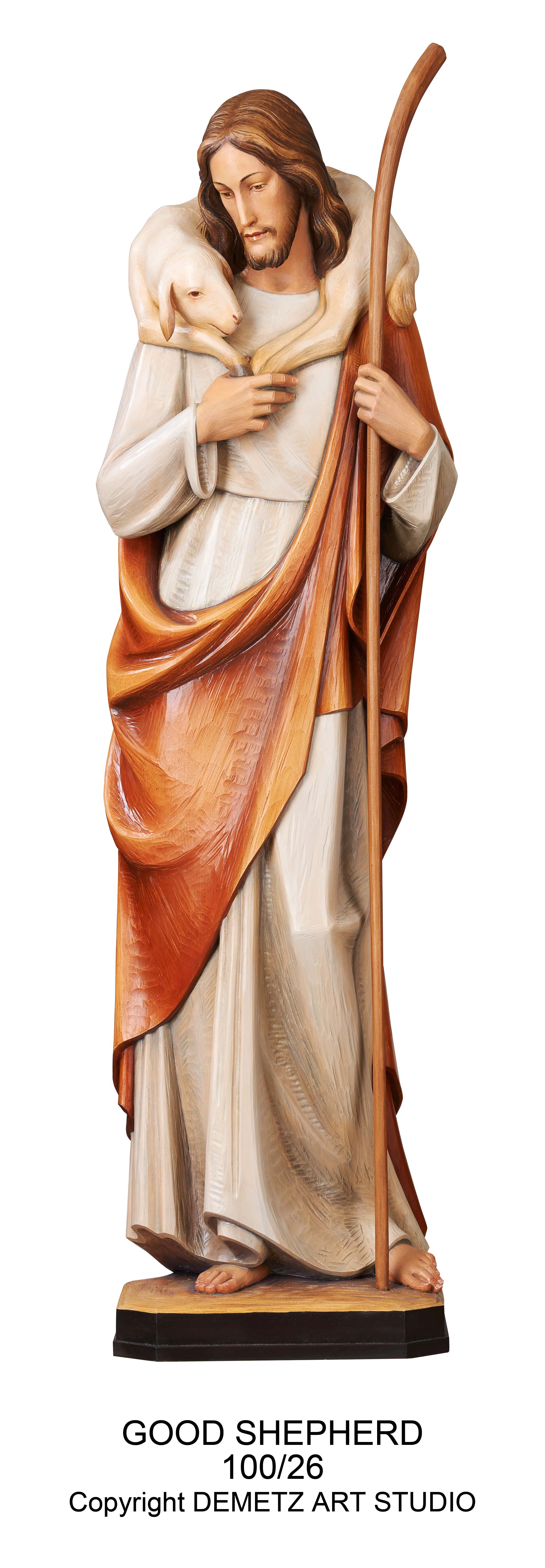 Statue Good Shepherd 48" Linden Wood