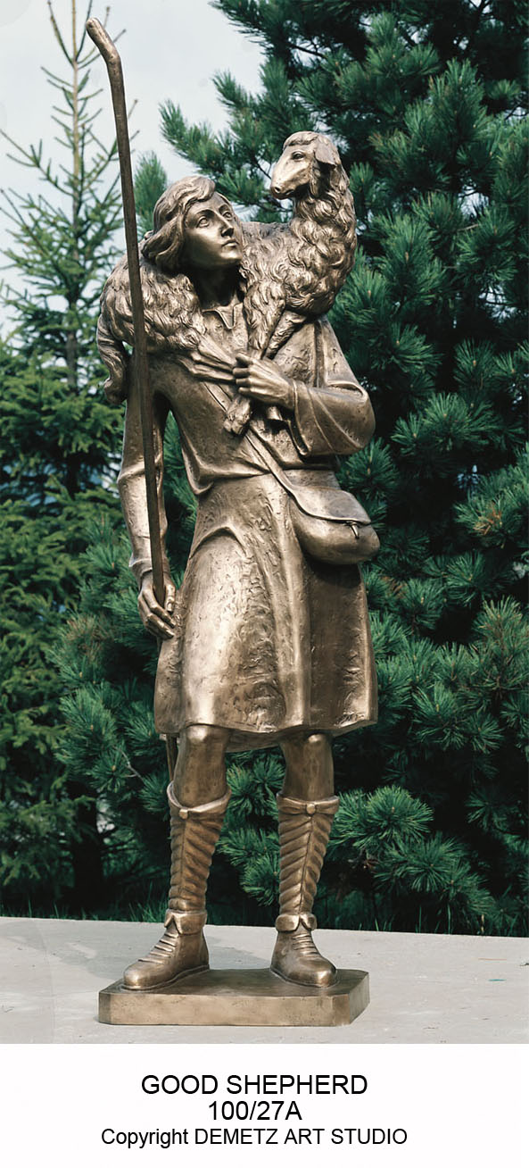 Statue Good Shepherd 48" Linden Wood