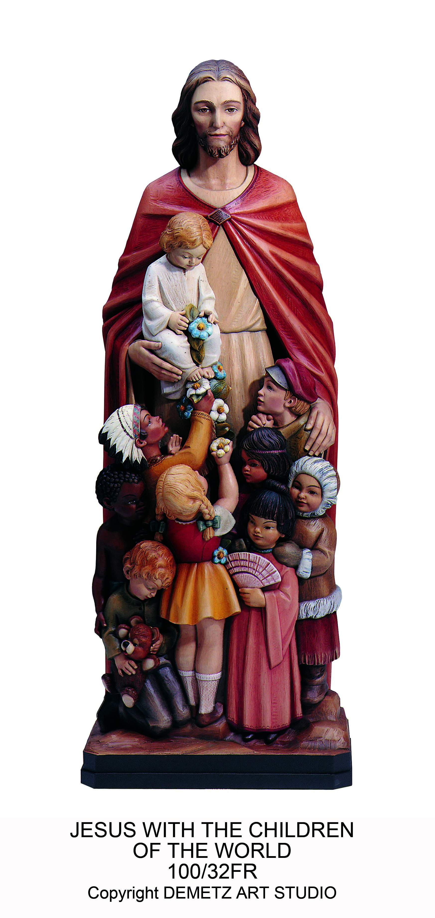 Statue Jesus Protector Of All Children 54" Linden Wood