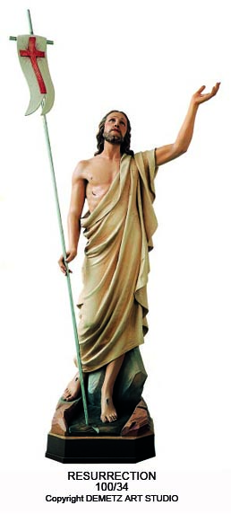 Statue Resurrection 36" Linden Wood