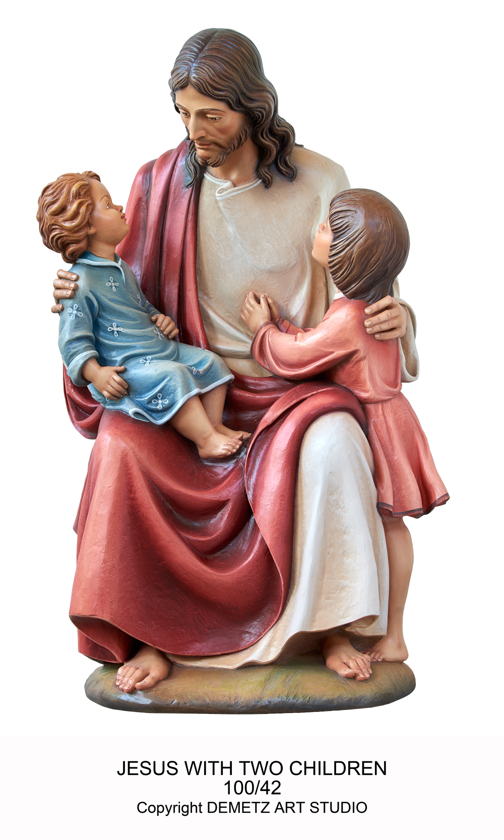 Statue Jesus With Two Children 30" Fiberglass