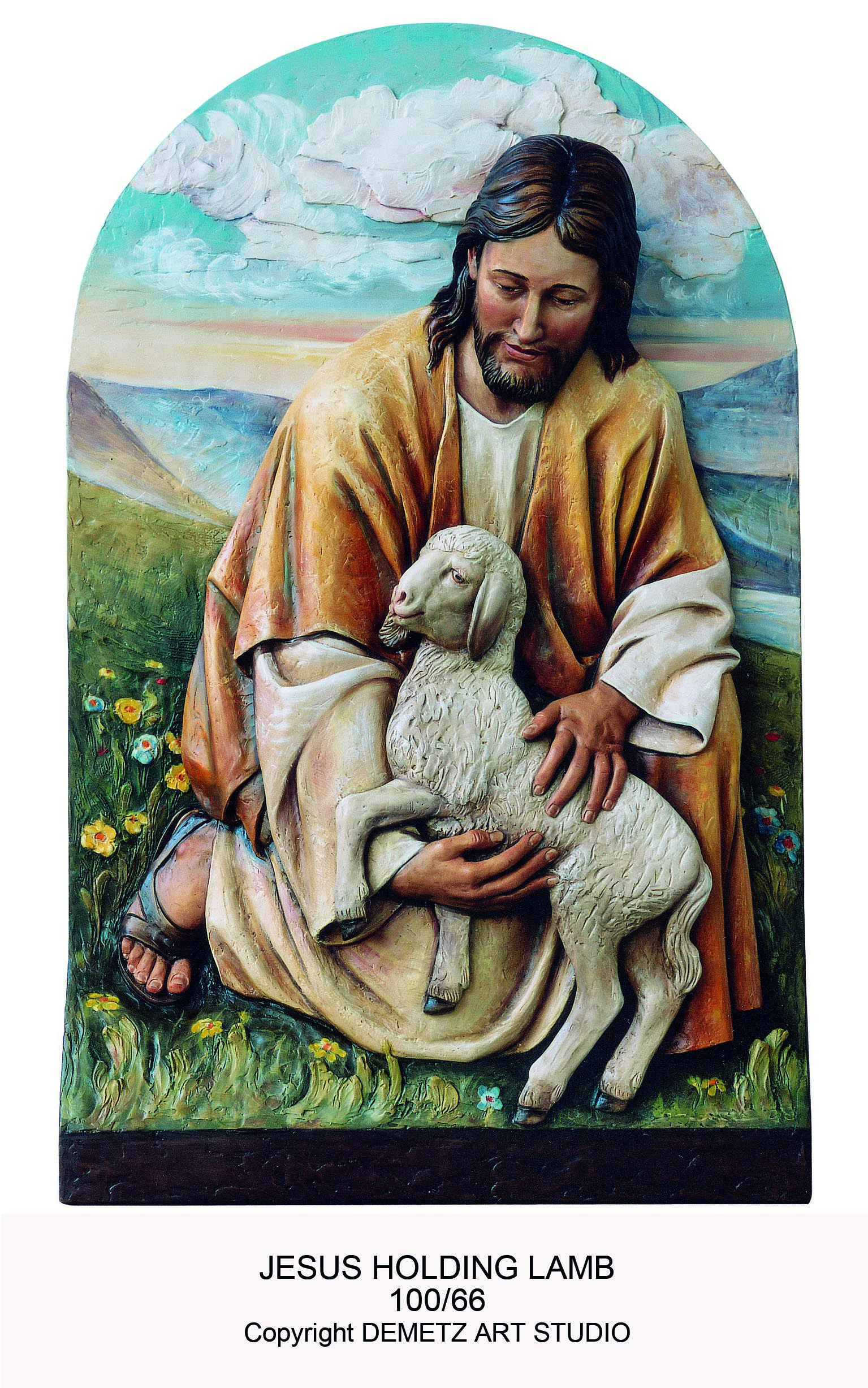 Statue Jesus Holding The Lamb  Fiberglass