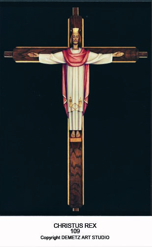 Christ The King With Cross In Proportion 10" Linden Wood