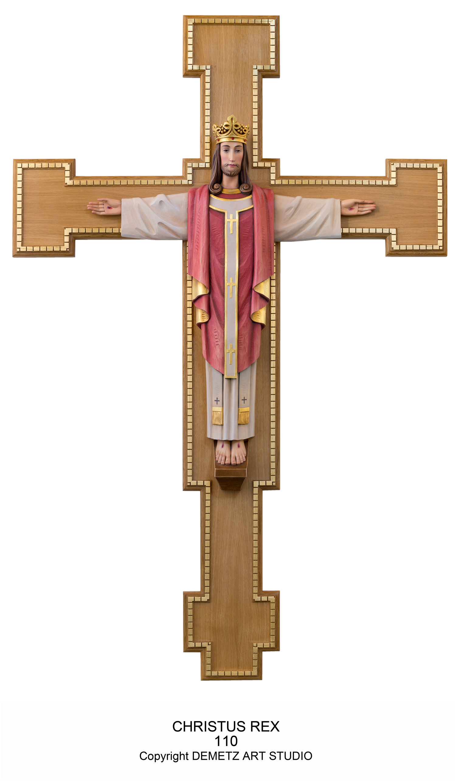 Christ The King With Cross In Proportion 10" Linden Wood