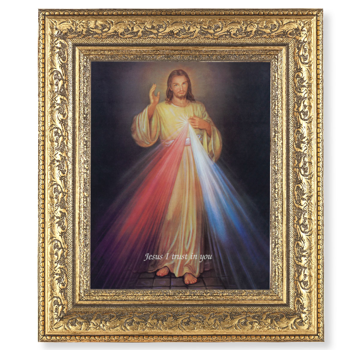 Print Divine Mercy 8 x 10 inch Gold Framed