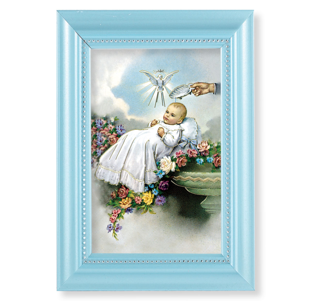 Print Baptism 4 x 6 inch Pearlized Blue Framed