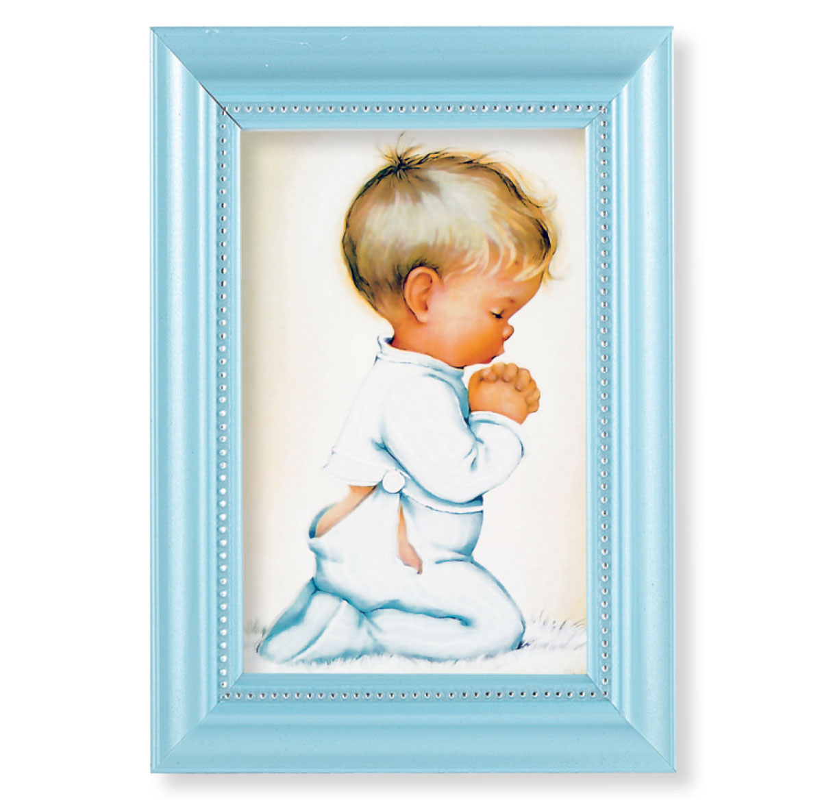 Print Praying Boy 4 x 6 inch Pearlized Blue Framed