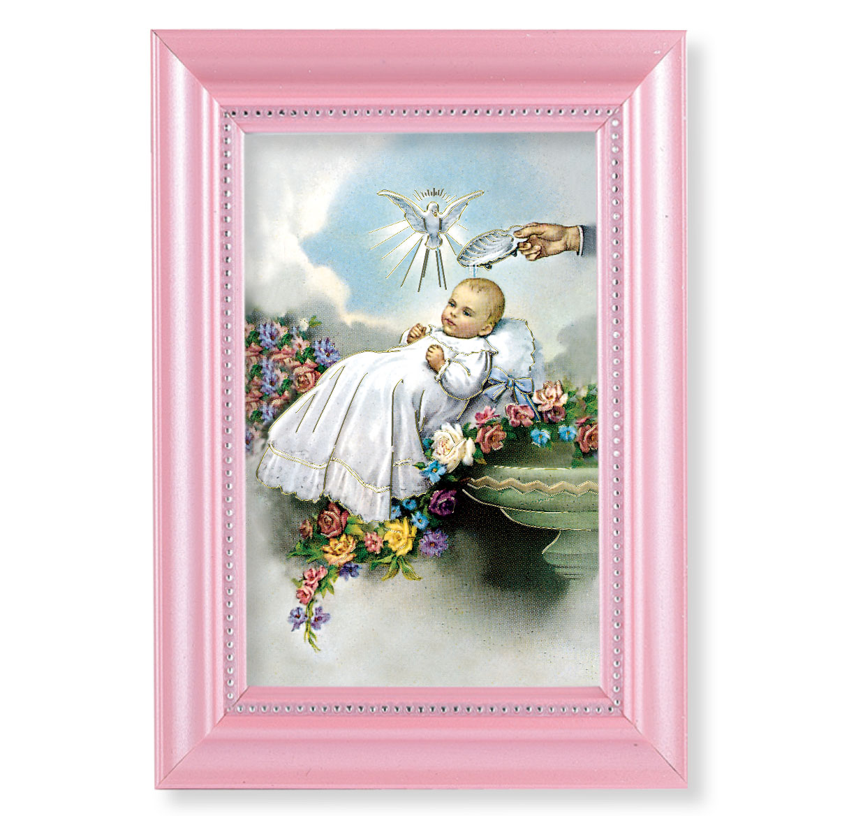 Print Baptism 4 x 6 inch Pearlized Pink Framed