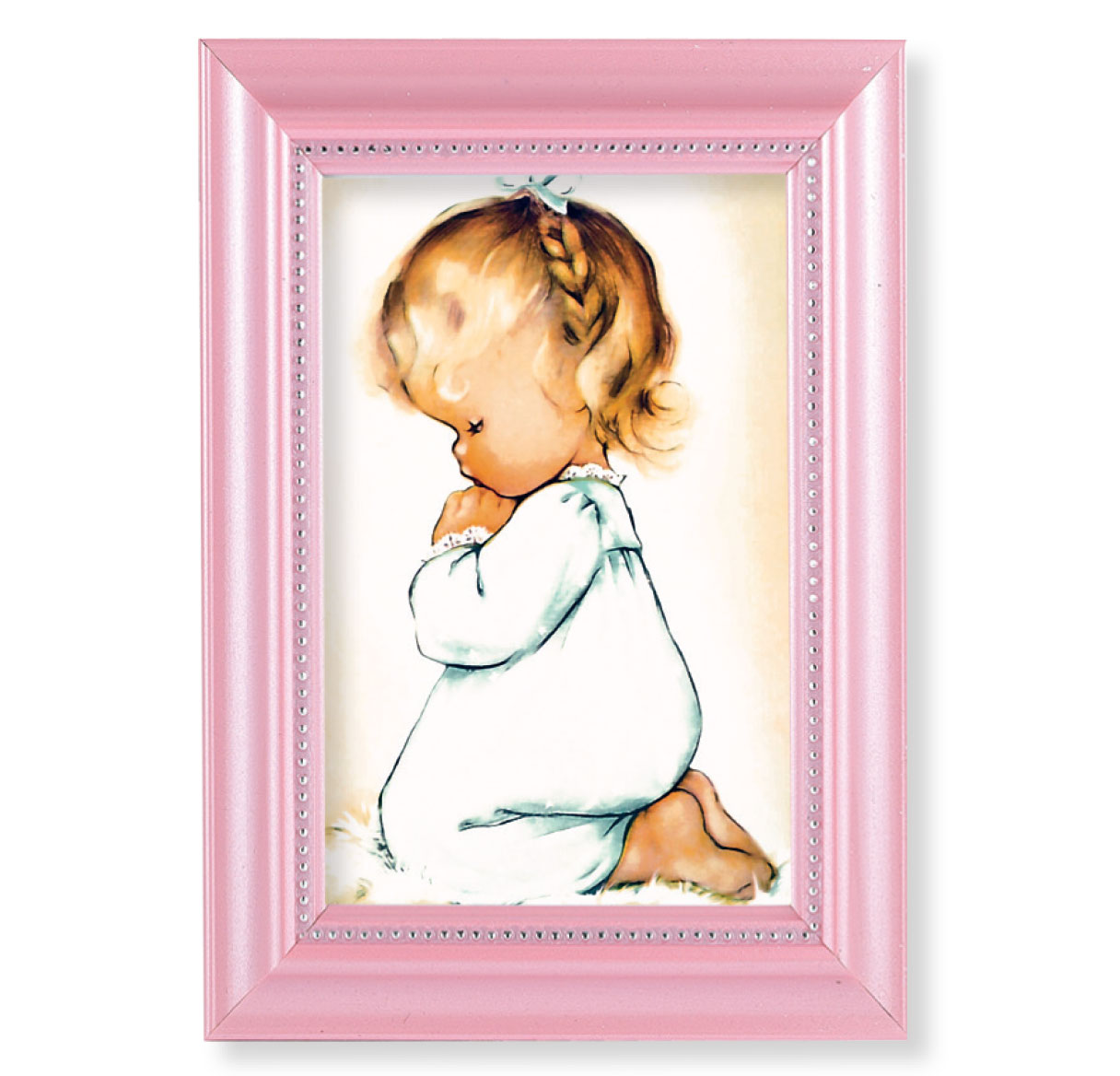 Print Praying Girl 4 x 6 inch Pearlized Pink Framed