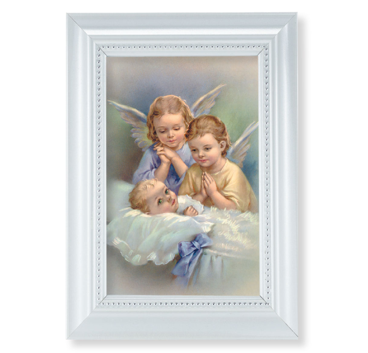 Print Guardian Angels 4 x 6 inch Pearlized White Framed