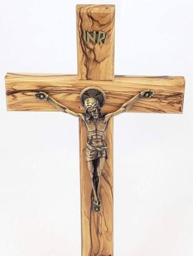 Crucifix Wall Olive Wood Bronze Corpus 10 Inch
