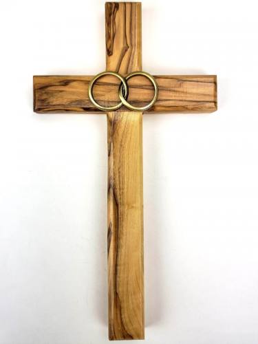 Cross Wall Wedding Rings Olive Wood 8 Inch