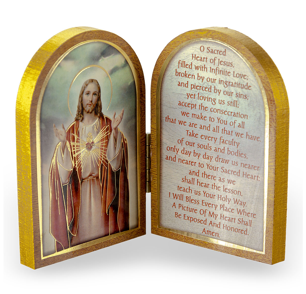 Diptych Sacred Heart of Jesus Natural Wood