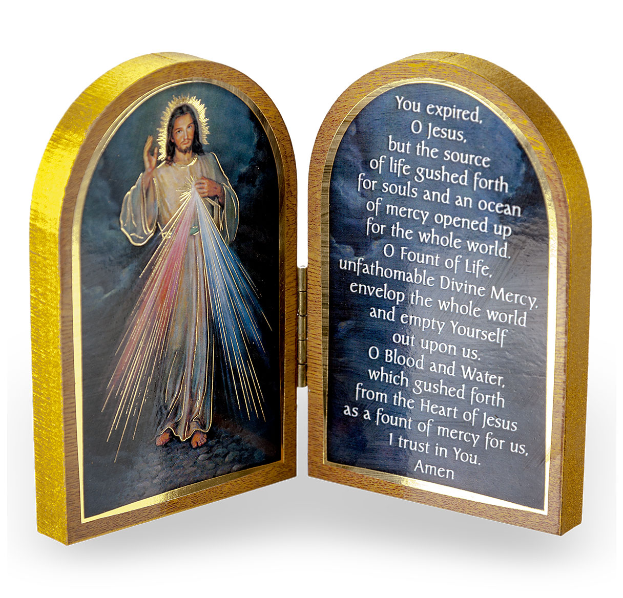 Diptych Divine Mercy Natural Wood