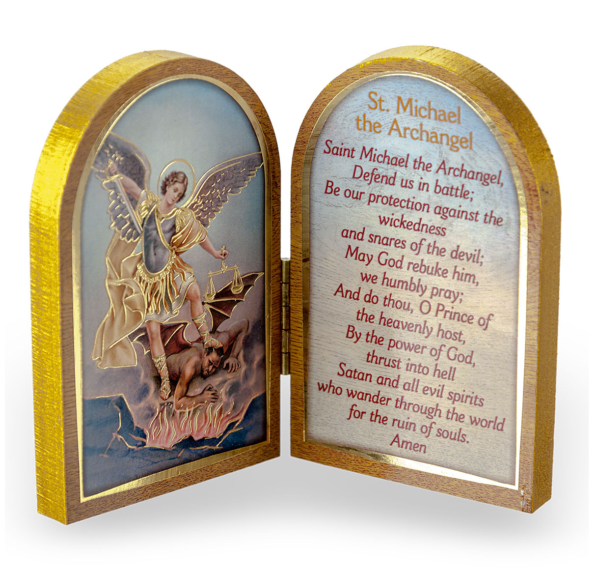 Diptych St. Michael Natural Wood