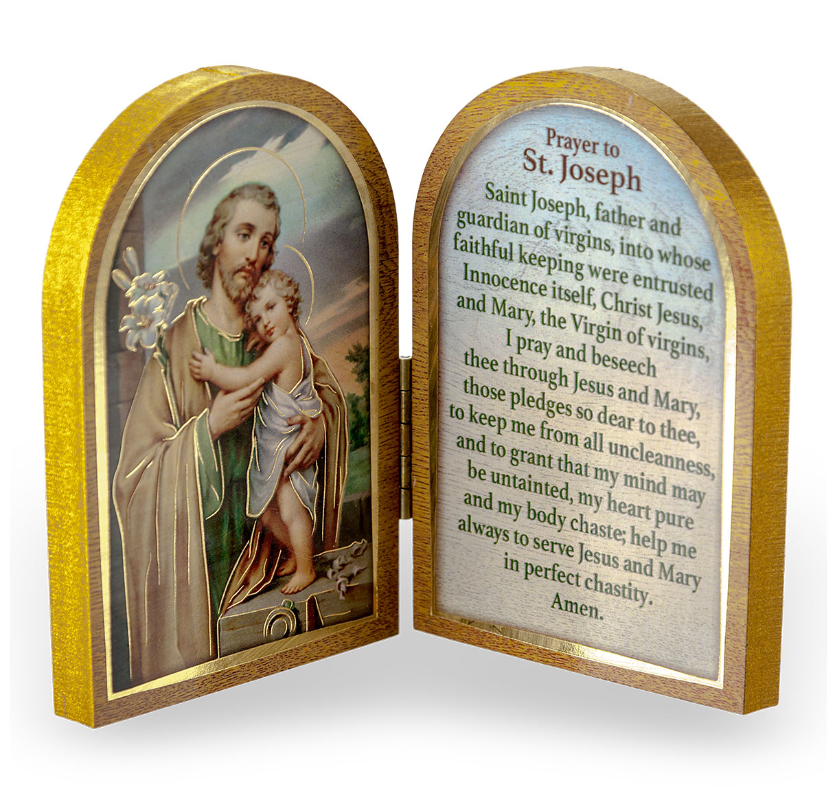 Diptych St. Joseph Natural Wood