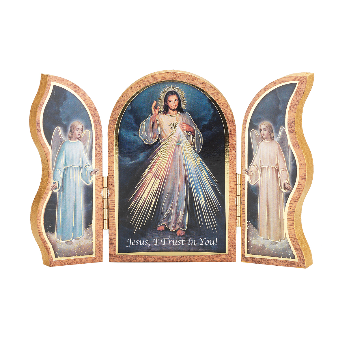 Triptych Divine Mercy Natural Wood