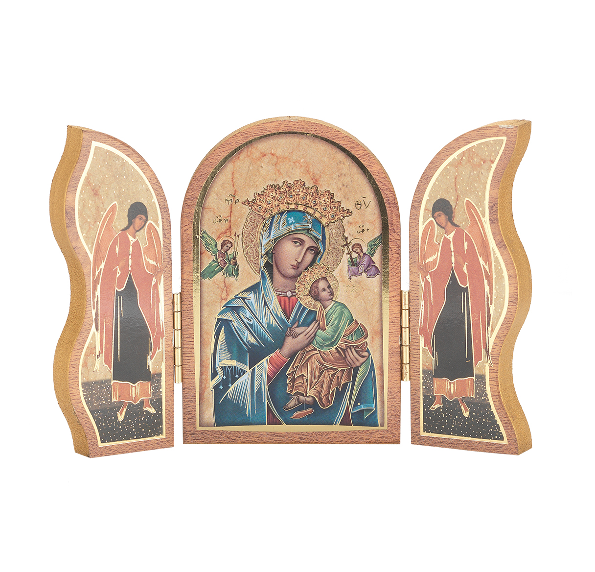 Triptych Our Lady of Perpetual Help Natural Wood