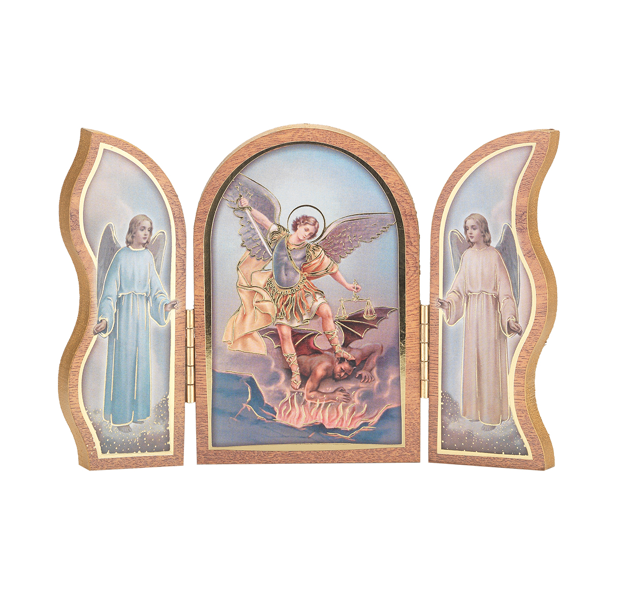 Triptych St. Michael Natural Wood
