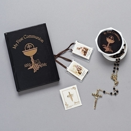 First Communion Gift Set 5Pc Black/Gold