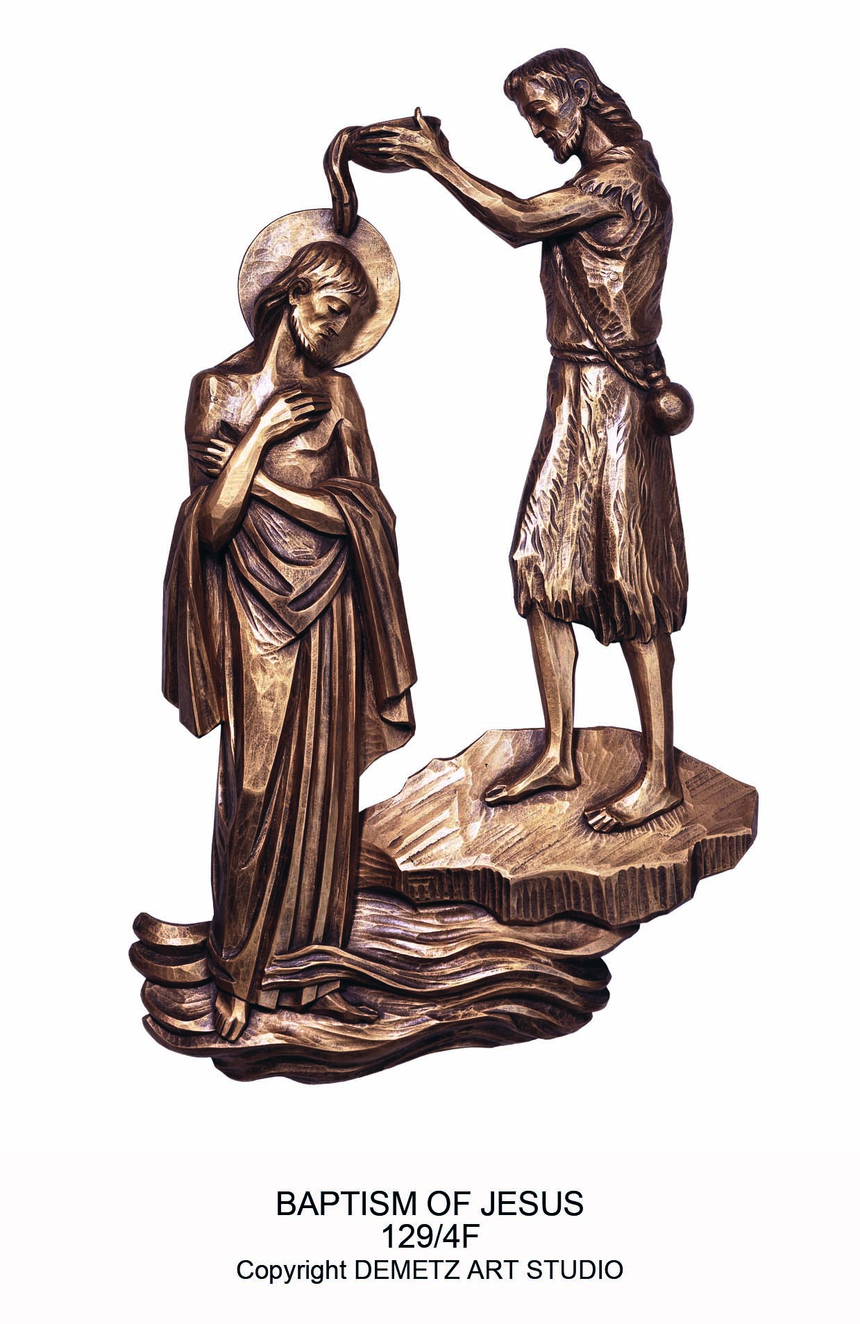 Statue Baptism Of Jesus 24" Linden Wood