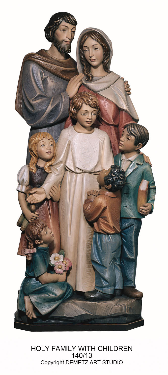 Statue Holy Family With Children 24" Fiberglass