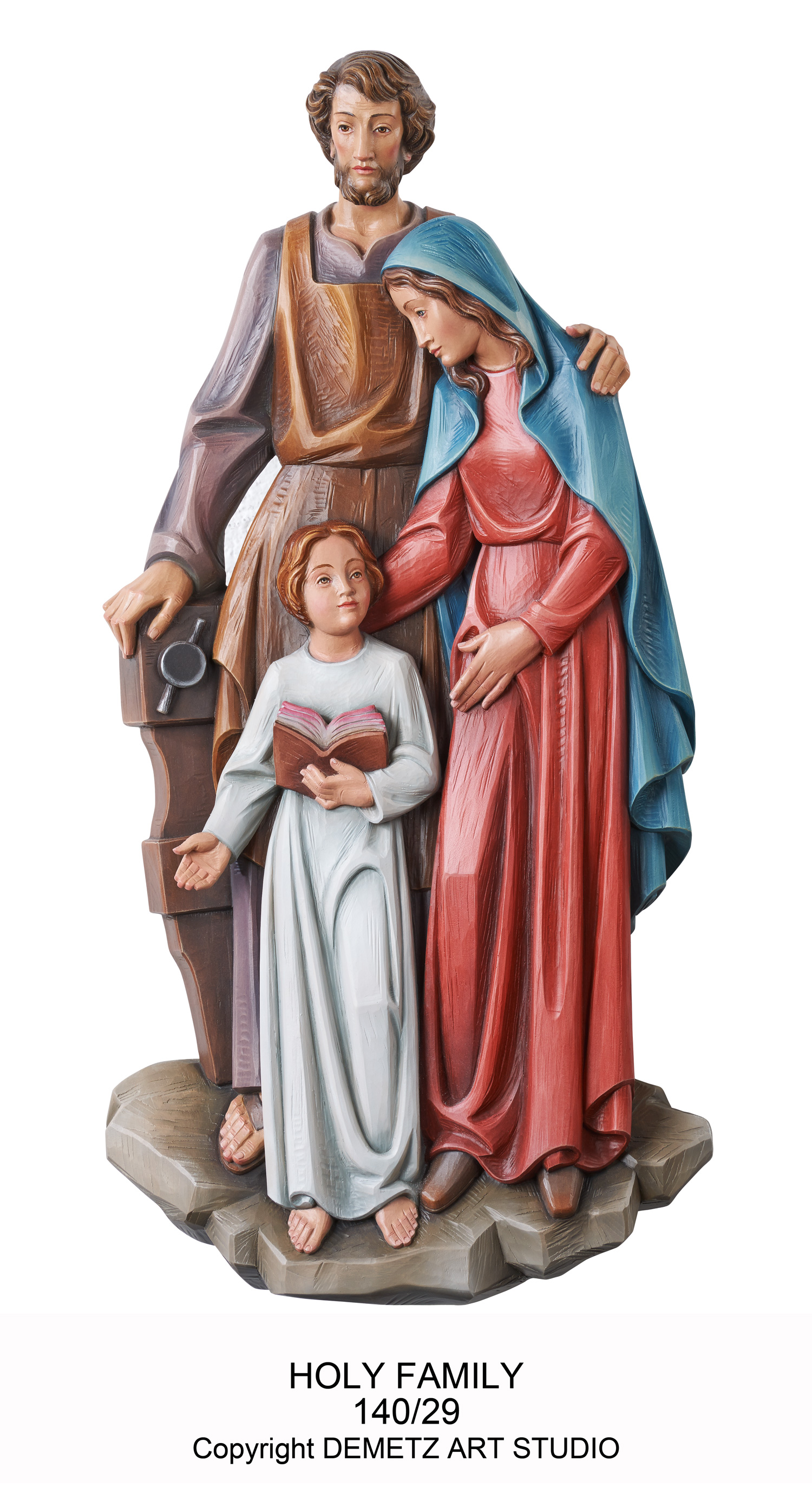 Statue Holy Family - 3/4 Relief 36" Linden Wood