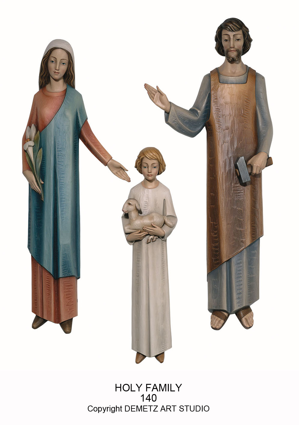 Statue Holy Family - 3/4 Relief 36" Linden Wood