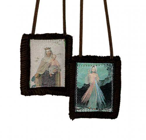 Scapular Brown Carmel Jesus Divine Mercy 100% Wool