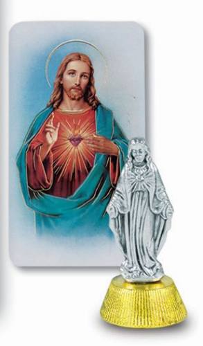 Dashboard Statue Jesus Sacred Heart 2 inch Pewter Silver