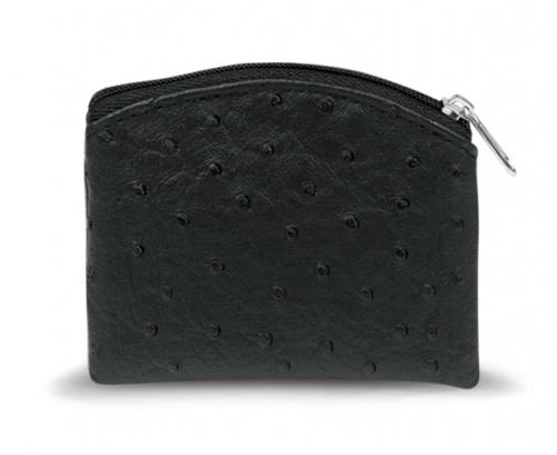 Rosary Case Ostrich Zipper Pouch Black