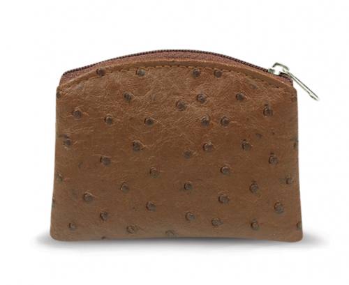 Rosary Case Ostrich Zipper Pouch Brown