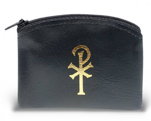 Rosary Case Leatherette Zipper Pouch Black