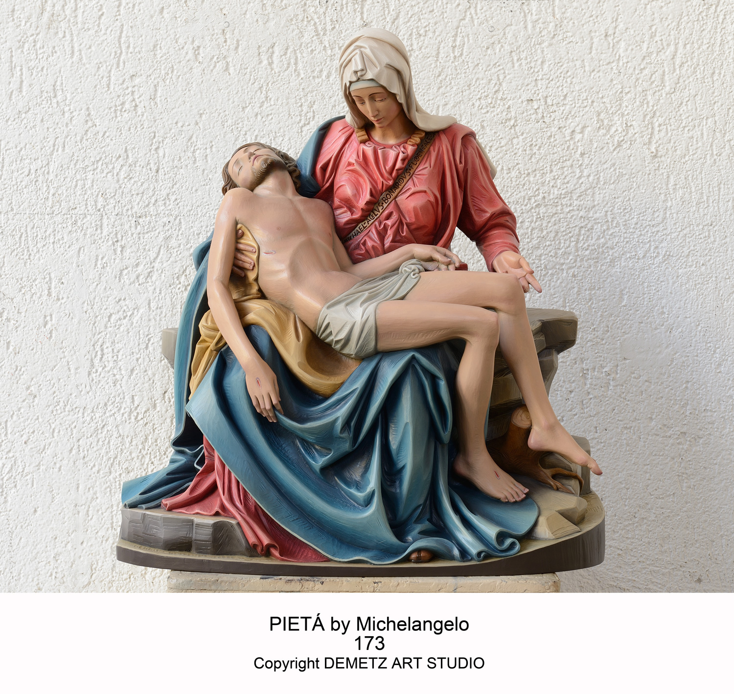 Statue Pieta By Michelangelo 30" Linden Wood