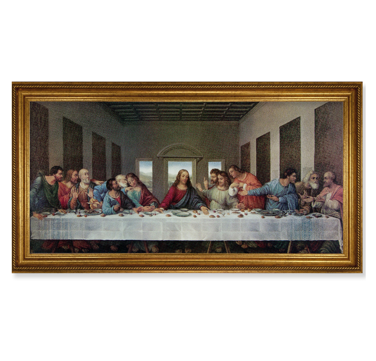 Print Last Supper 20 x 40 inch Gold Framed Canvas
