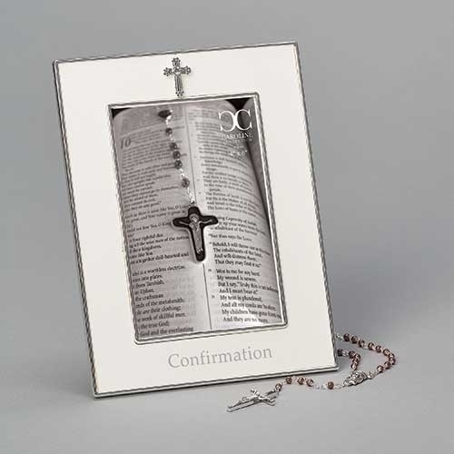 Confirmation 8" Frame White with Red Rosary