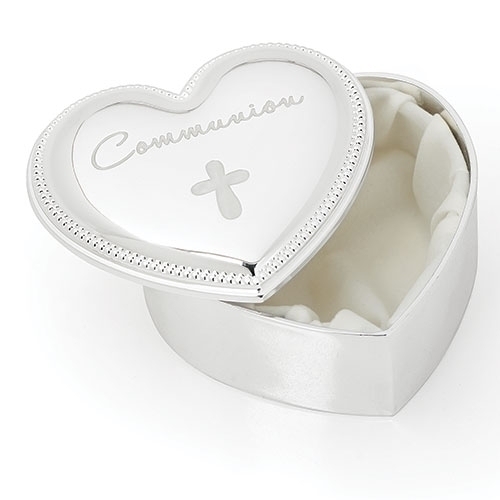 First Communion Cross Keepsake Box Heart