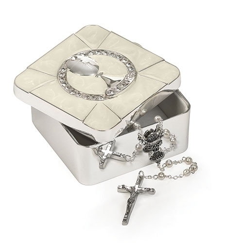 First Communion 1.5" Rosary Box Zinc Alloy