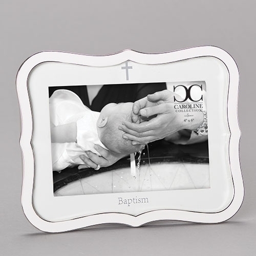 Baptism 8" Frame White 4X6