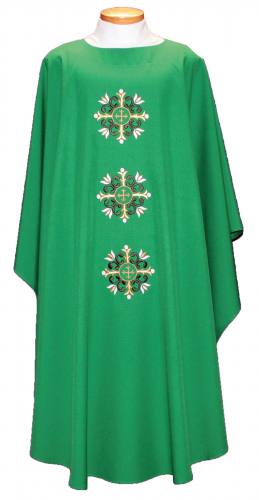 Chasuble Poly Linen Weave Three Crosses