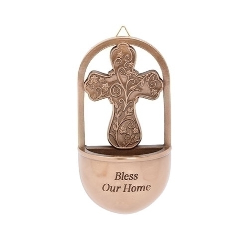 Holy Water Font 6" Cross Bless Our Home