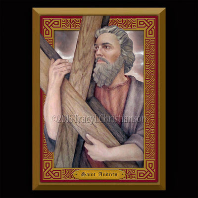 Gift Set Plaque and Holy Card St. Andrew the Apostle