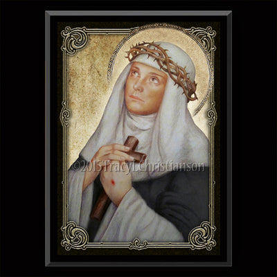 Gift Set Plaque and Holy Card St. Catherine of Siena