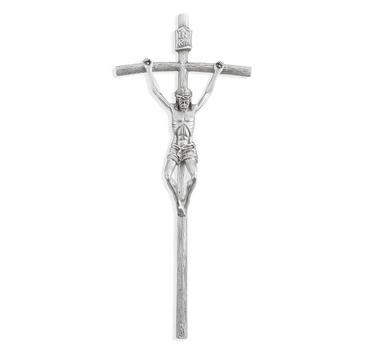 Crucifix Wall 8" Hand Polished Pewter Papal Crucifix