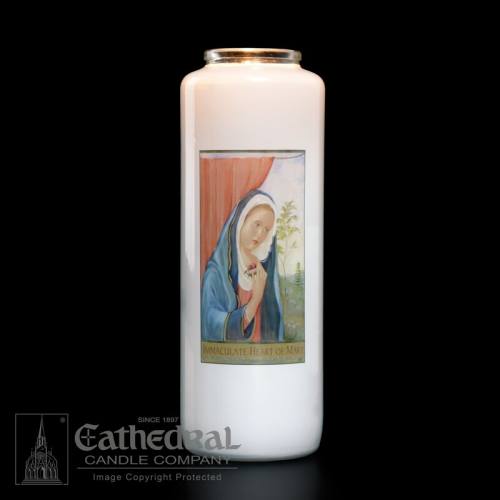 Immaculate Heart of Mary 6 Day Glass Bottle Candle