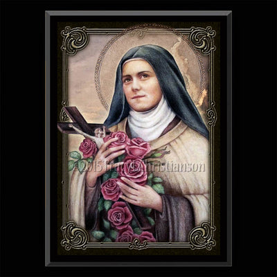 Gift Set Plaque and Holy Card St. Therese of Lisieux