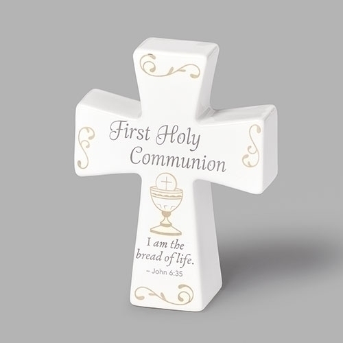 First Communion Cross 4.5" Ceramic
